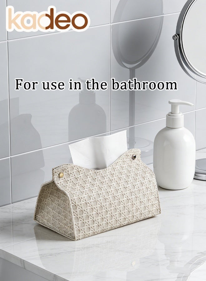 kadeo Tissue Box Cover, PU Leather Tissue Holder, Water Proof Facial Tissue Case Facial Paper Organizer, Dispenser for Bathroom, Vanity Countertop, Office, Car, Rectangle Tissue Box 19*14CM - Image 5